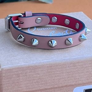 Christian Louboutin Loubilink Silver Spike Bracelet Nude